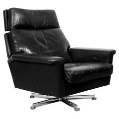 Vintage German Black Leather Lounge Chair from Profilia, 1960s Vintage German Black Leather Lounge Chair from Profilia, 1960s