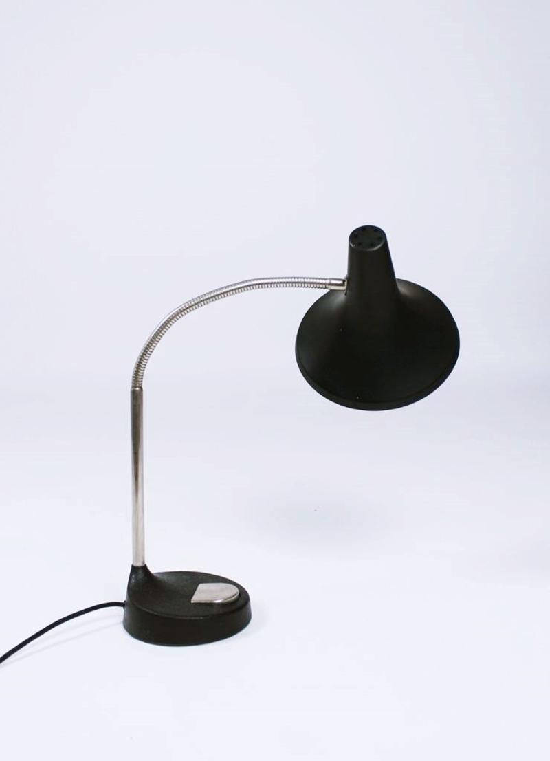 Vintage German Black Metal Gooseneck Desk Lamp from Hillebrand Lighting 1