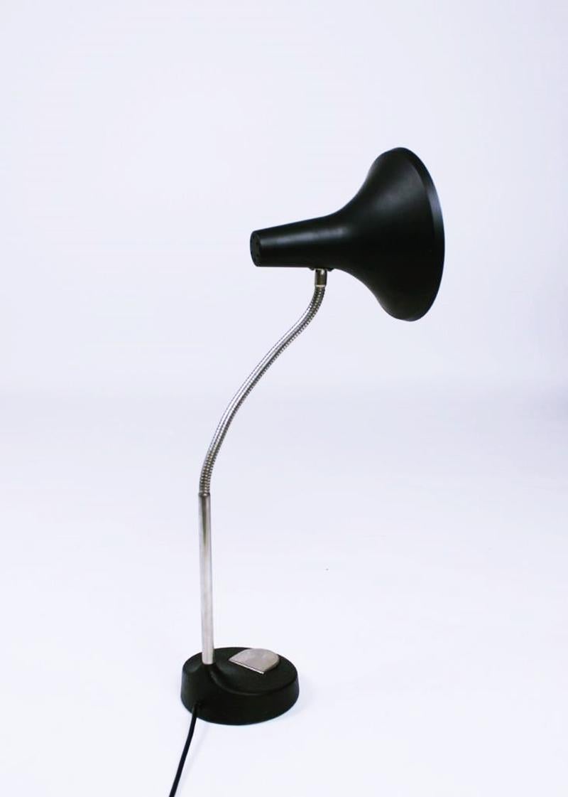 Vintage German Black Metal Gooseneck Desk Lamp from Hillebrand Lighting 2
