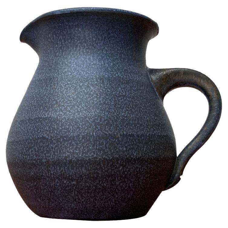 Jarra vintage de cerámica azul alemana, años 70