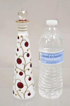 Vintage German Bohemian Cranberry Cased Glass 9" Small Decanter w/ Stopper