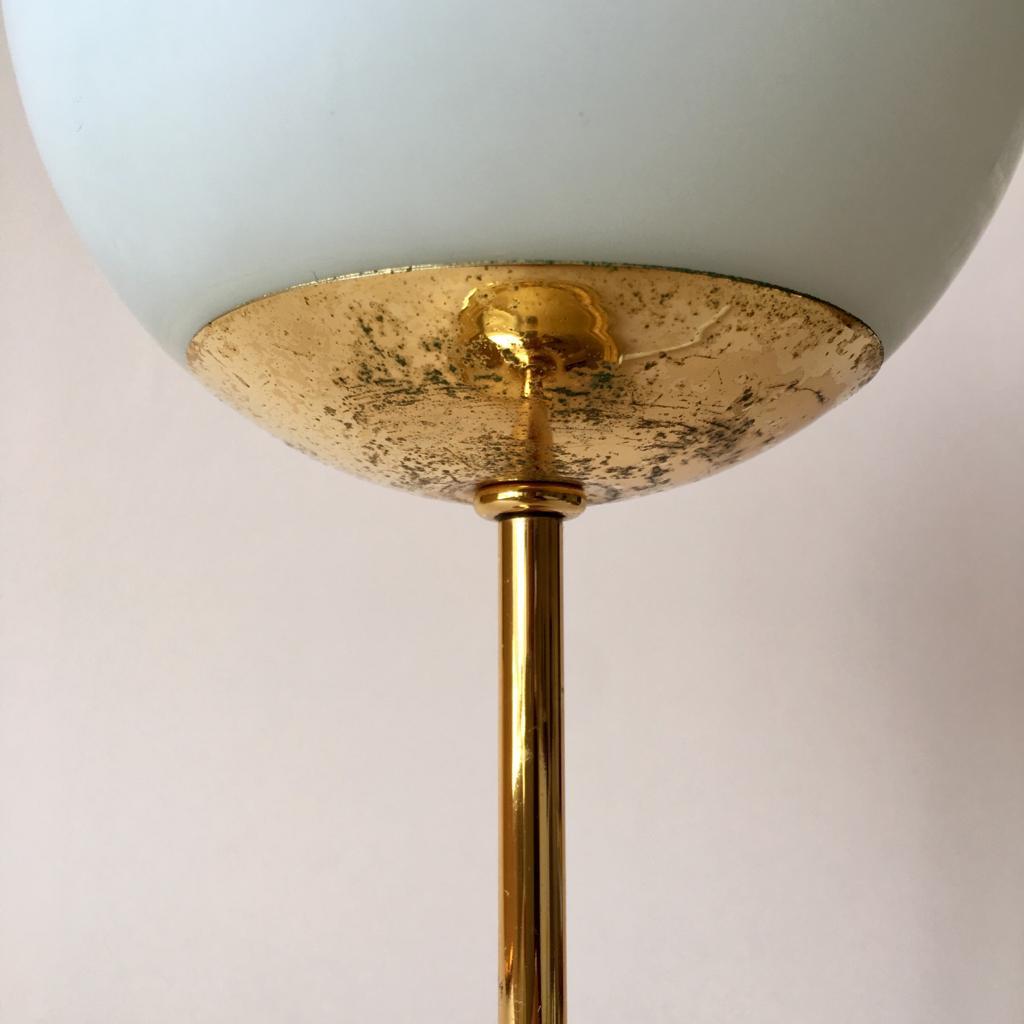 Hollywood Regency Vintage German Brass and Opaline Glass Table Lamp