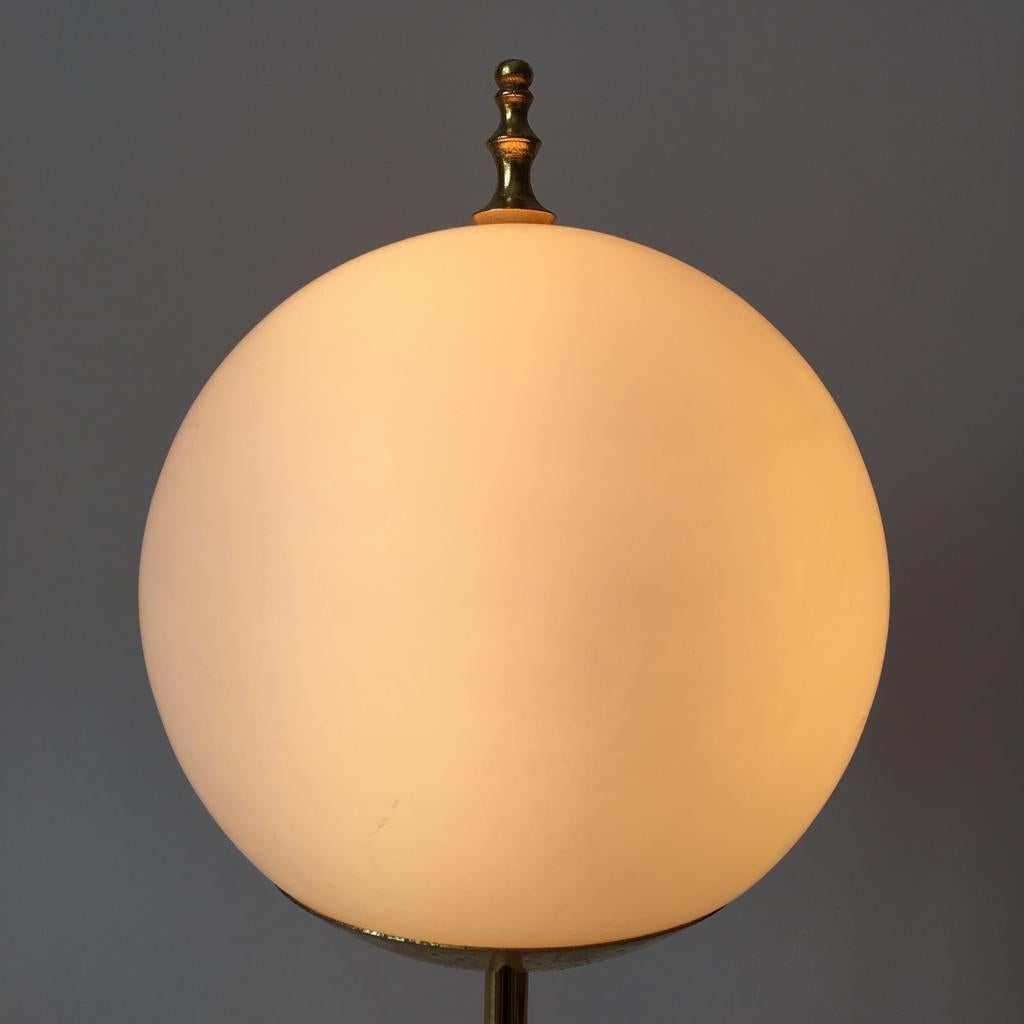 Mid-20th Century Vintage German Brass and Opaline Glass Table Lamp