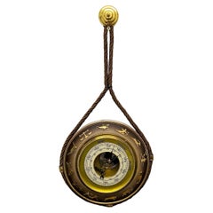 Vintage German Brass Barometer with Zodiac Symbols, Mid-20th Century