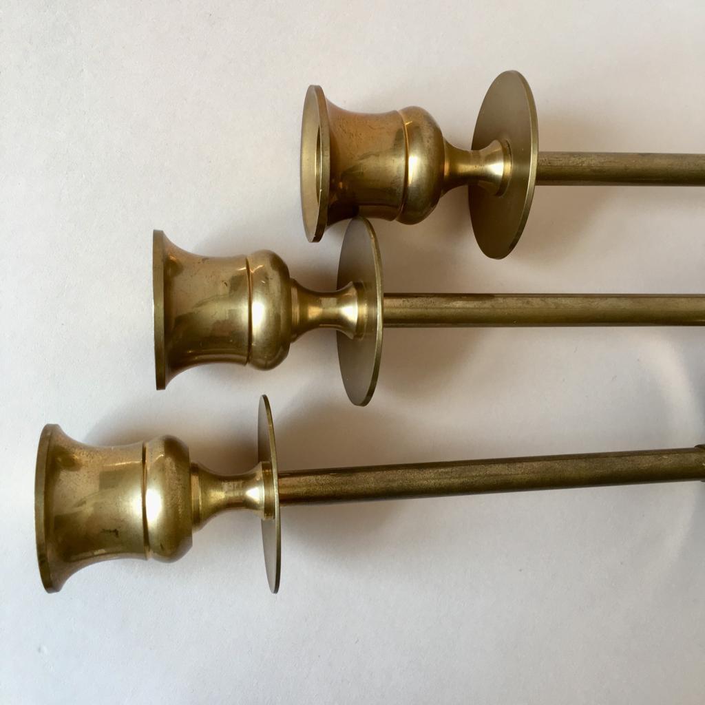 Vintage German Brass Candleholders, Set of 6 For Sale 1