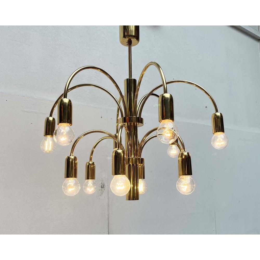 Lampadario tedesco d'ottone vintage di Star Leuchten, anni '70 in vendita 4