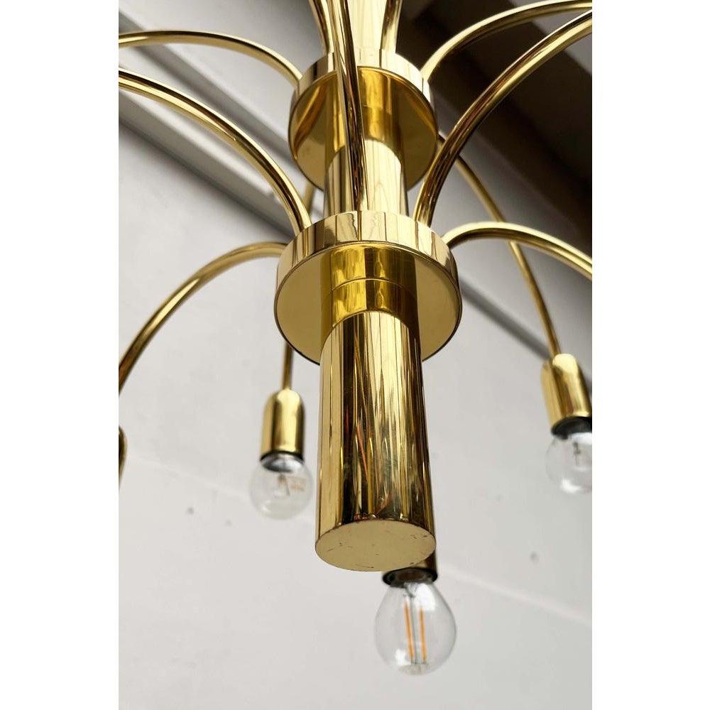 Lampadario tedesco d'ottone vintage di Star Leuchten, anni '70 in vendita 6