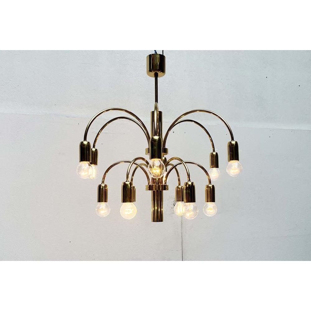 Lampadario tedesco d'ottone vintage di Star Leuchten, anni '70 in vendita 8