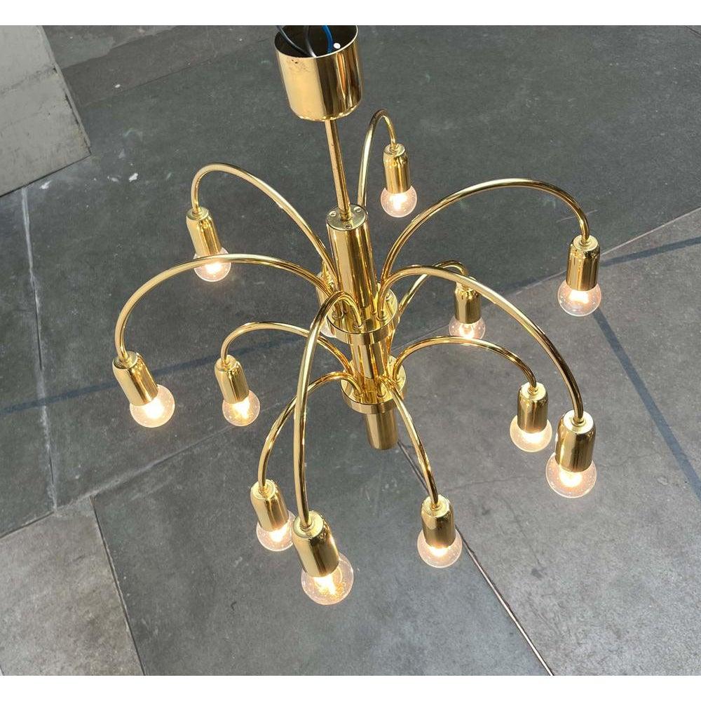 Tedesco Lampadario tedesco d'ottone vintage di Star Leuchten, anni '70 in vendita