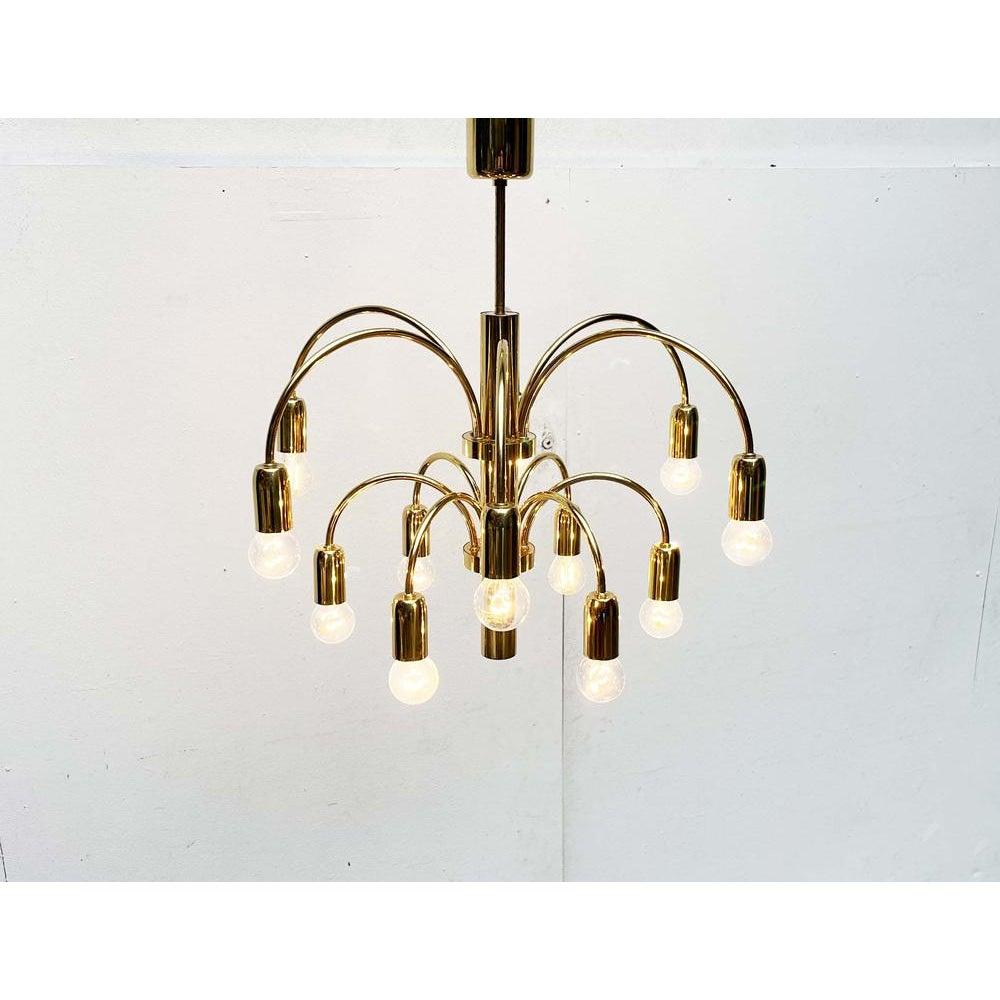 Metallo Lampadario tedesco d'ottone vintage di Star Leuchten, anni '70 in vendita