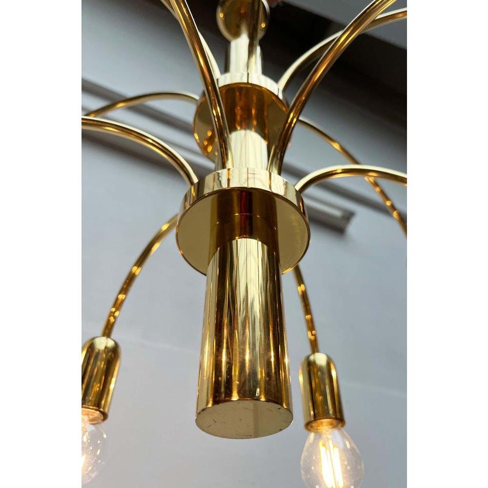 Lampadario tedesco d'ottone vintage di Star Leuchten, anni '70 in vendita 2