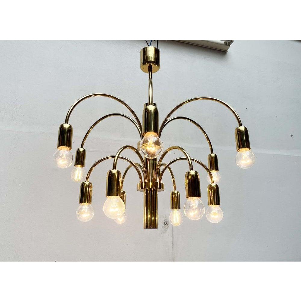 Lampadario tedesco d'ottone vintage di Star Leuchten, anni '70 in vendita 3