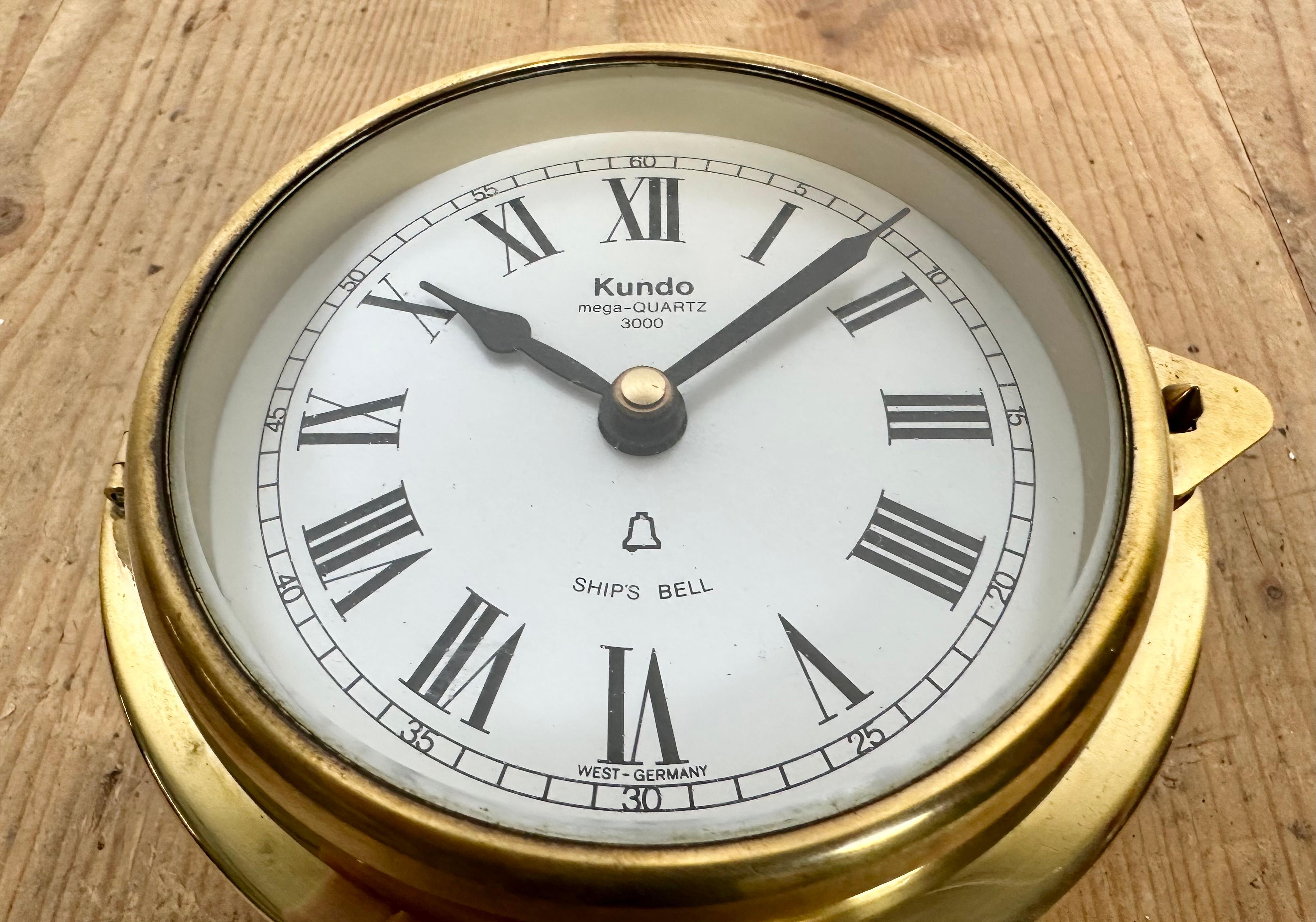 Vintage German Brass Ship Clock from Kundo, 1970s In Good Condition For Sale In Kojetice, CZ
