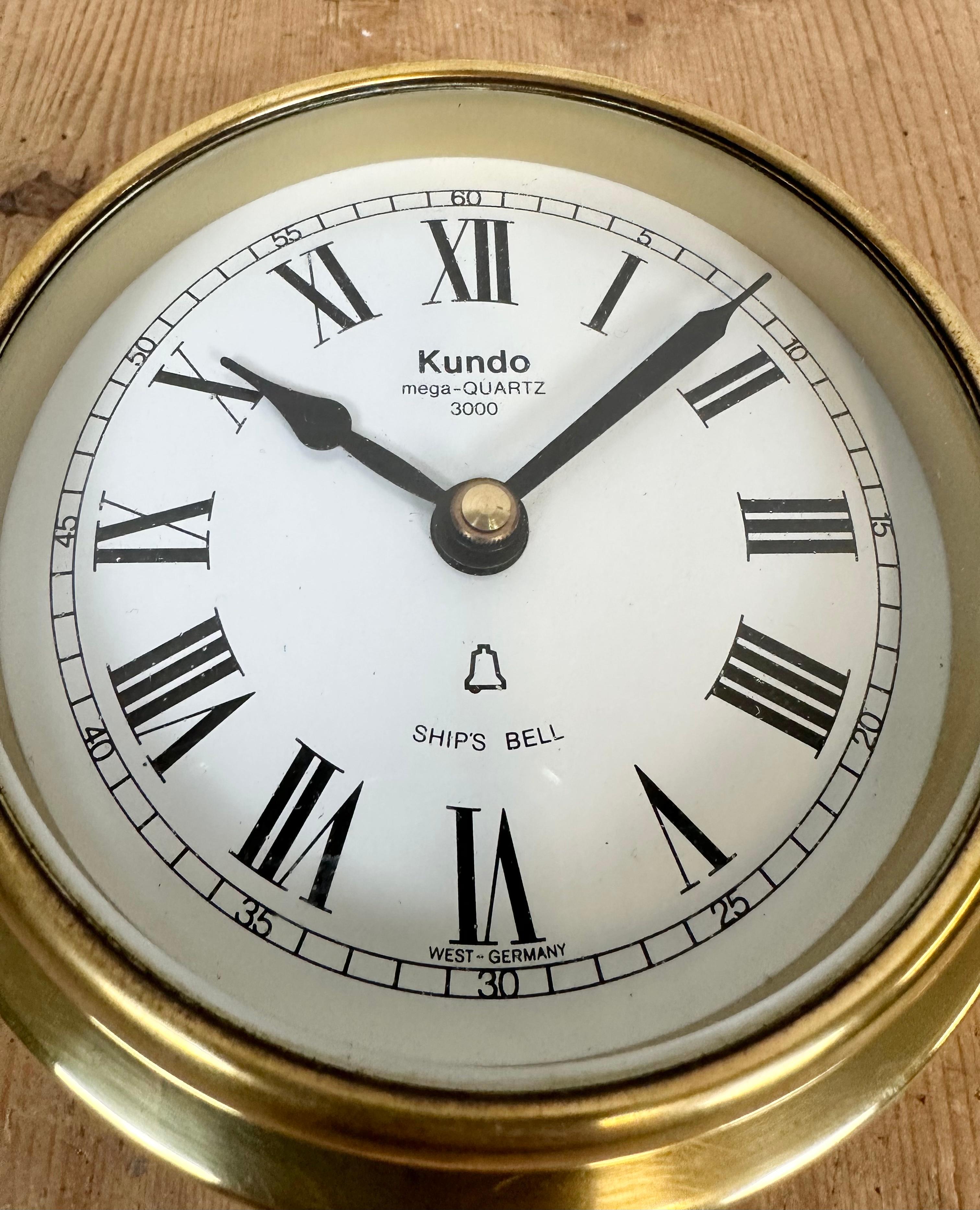 Late 20th Century Vintage German Brass Ship Clock from Kundo, 1970s For Sale