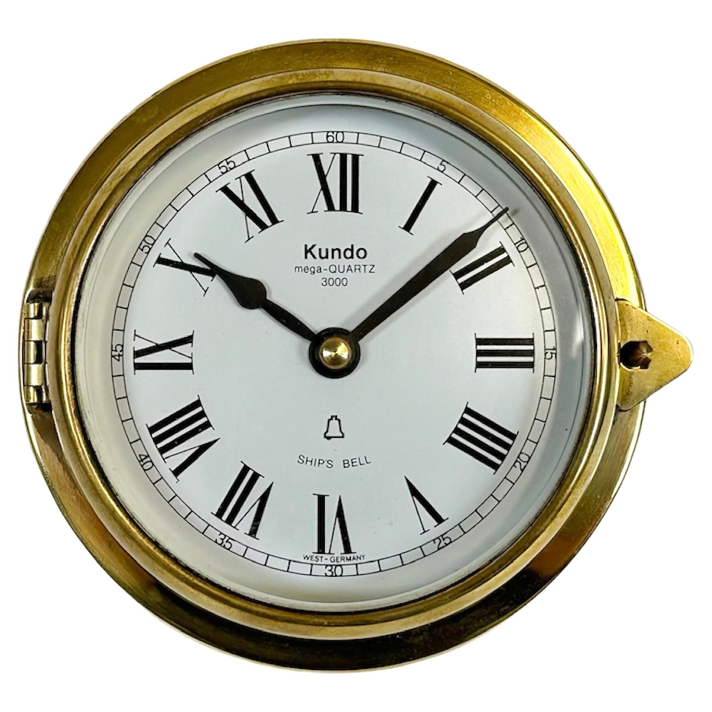 Vintage German Brass Ship Clock from Kundo, 1970s For Sale