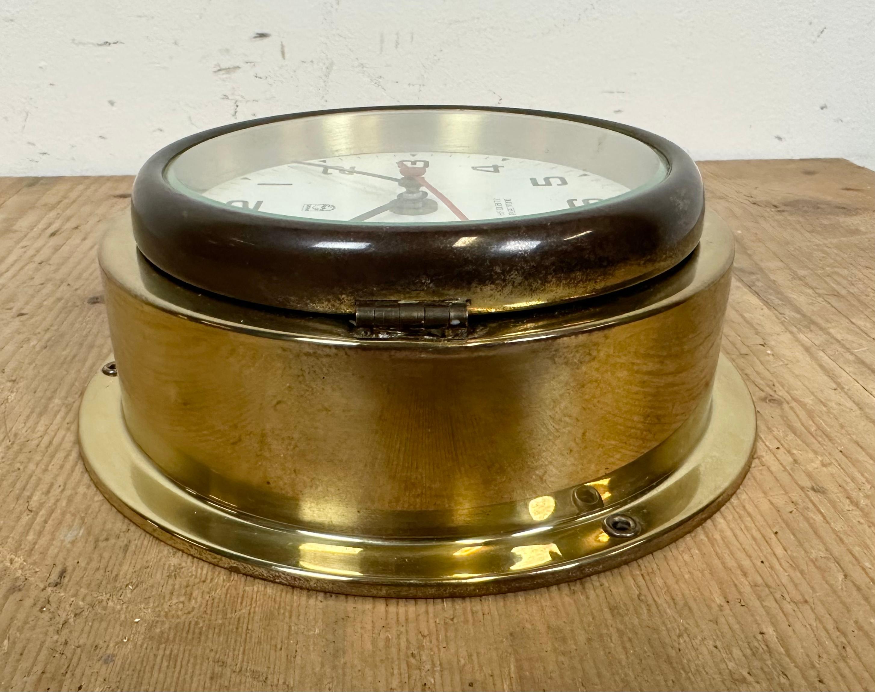 Vintage German Brass Ship Clock from Philips, 1970s For Sale 5