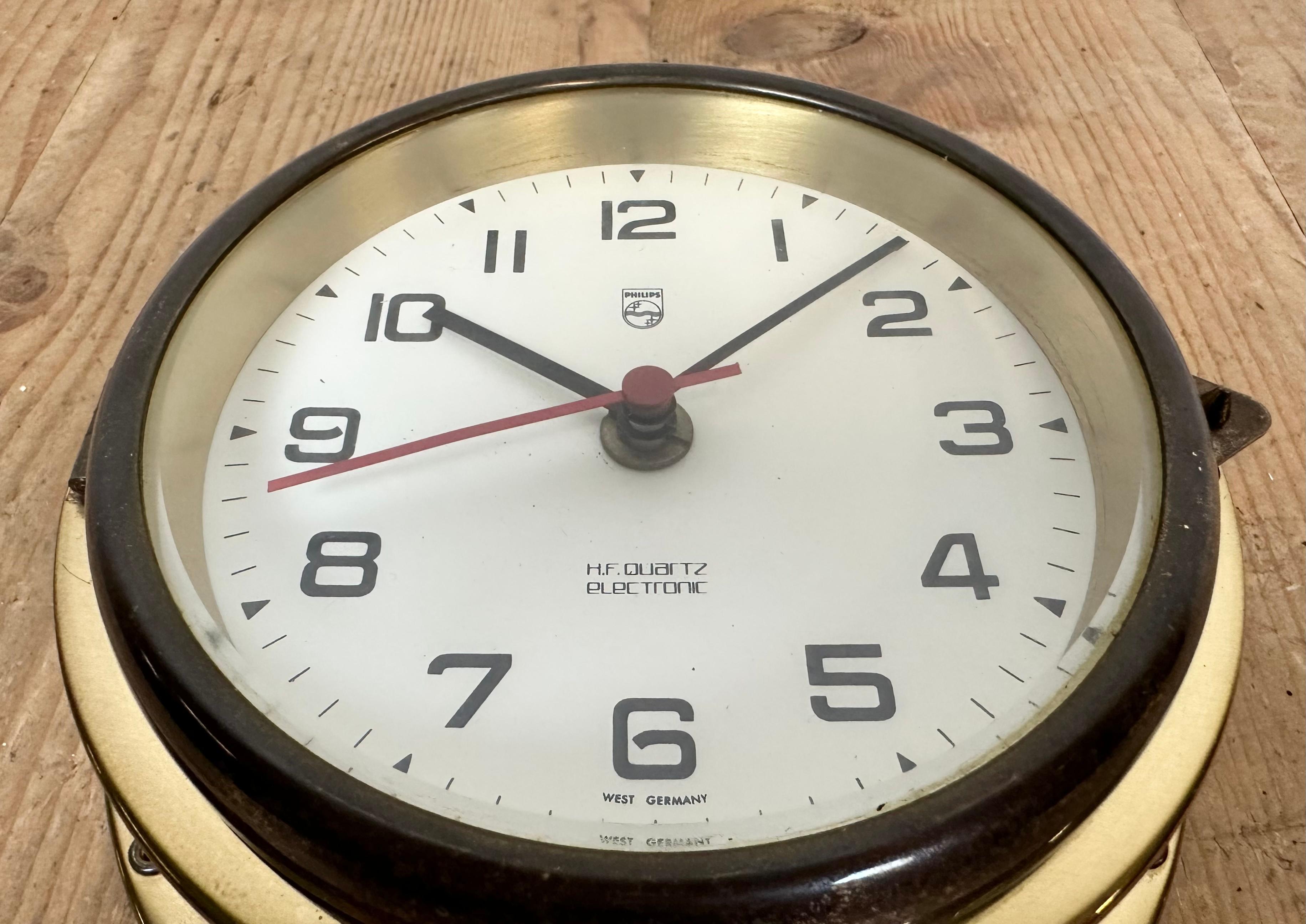 Vintage German Brass Ship Clock from Philips, 1970s For Sale 2