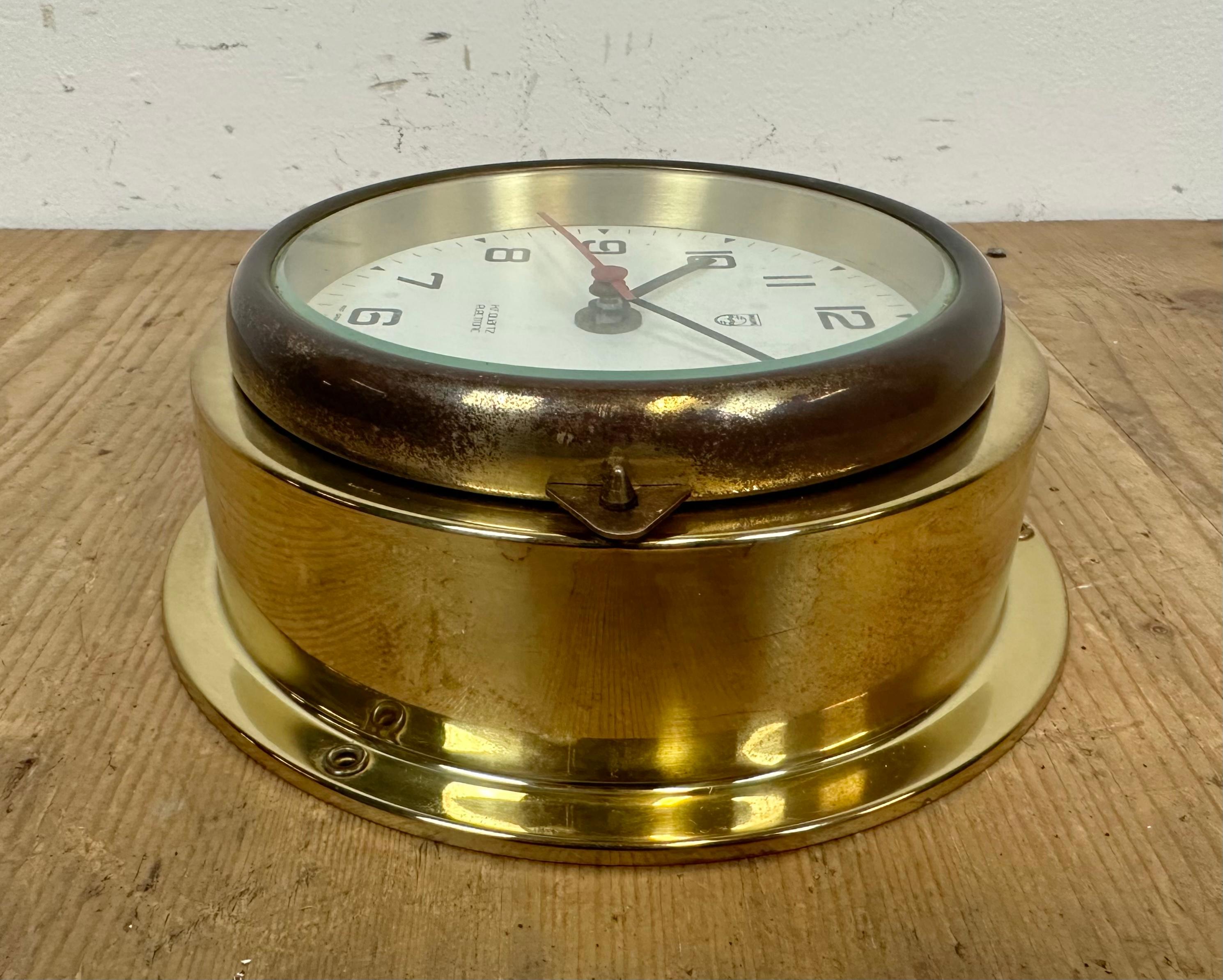 Vintage German Brass Ship Clock from Philips, 1970s For Sale 4