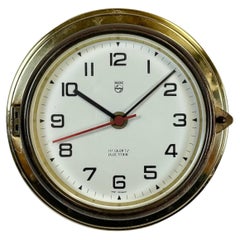 Vintage German Brass Ship Clock from Philips, 1970s