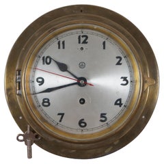 Retro German Brass Ships Porthole Nautical Boat Wall Clock Mechanical Movement