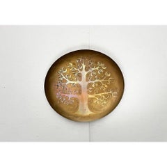 Vintage German Brass Wall Plate with Tree Design from Harjes, 1970s