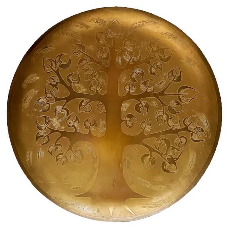 Vintage German Brass Wall Plate with Tree Design from Harjes, 1970s