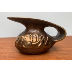 Carafe ornementale allemande brutaliste vintage en bronze doré, 1970