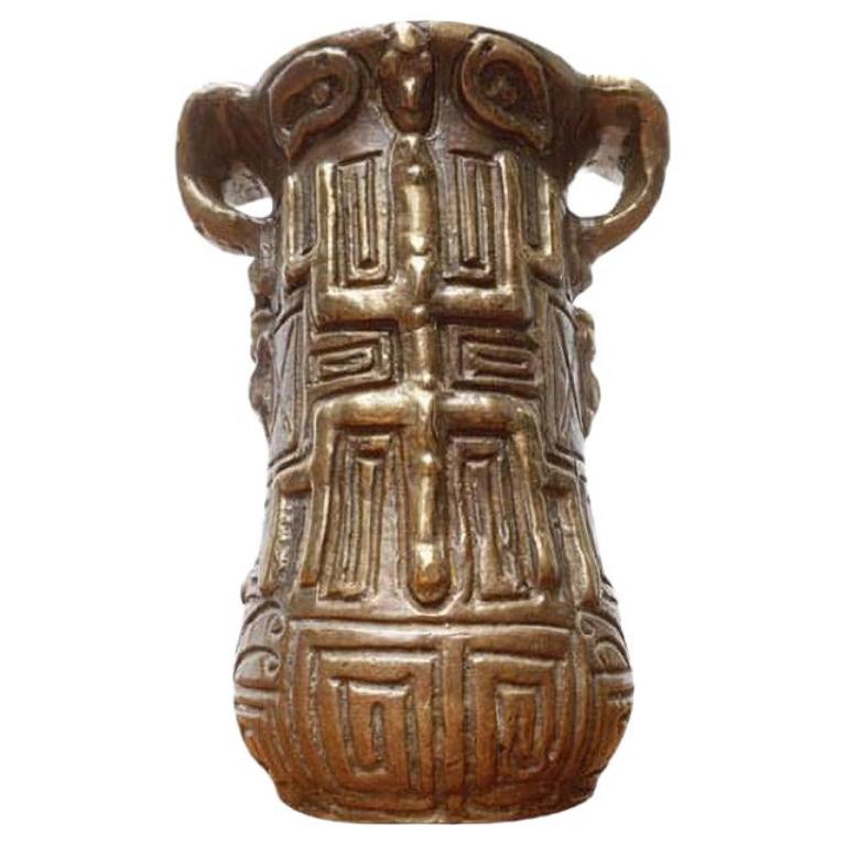 Vintage German Brutalist Bronze Totem Pot by Horst Dalbeck for HDV Dalbeck, 1970