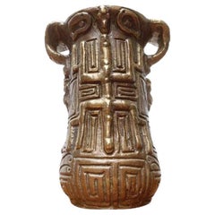 Vintage German Brutalist Bronze Totem Pot by Horst Dalbeck for HDV Dalbeck, 1970