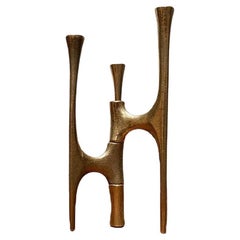 Vintage German Brutalist Metal Candle Holder from Harjes, 1970s