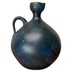 Vintage German Brutalist Studio Pottery Carafe Vase by Gerhard Liebenthron, 1980