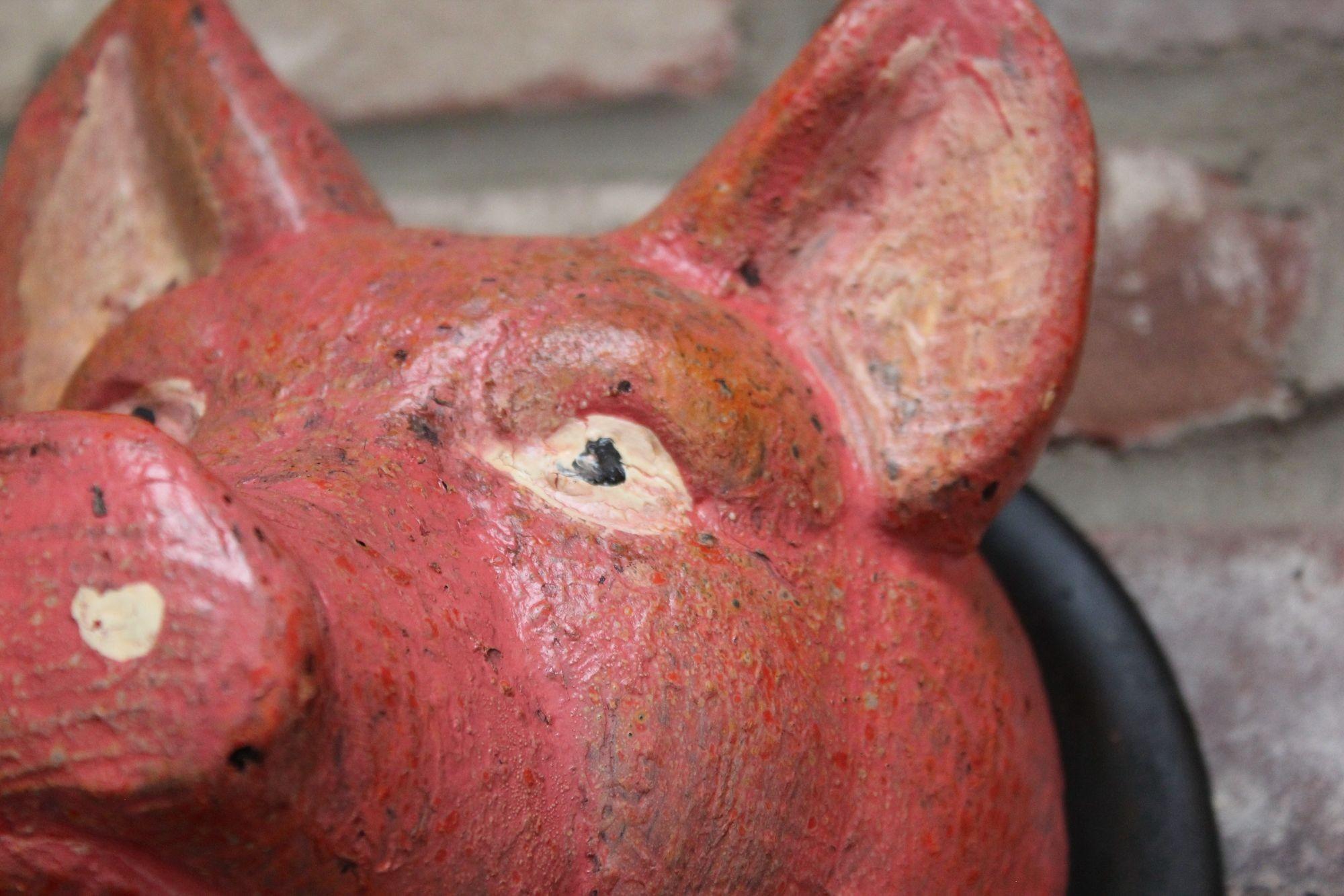 Vintage German Carved and Painted Black Forest Pig Mounted Wall Sculpture For Sale 3
