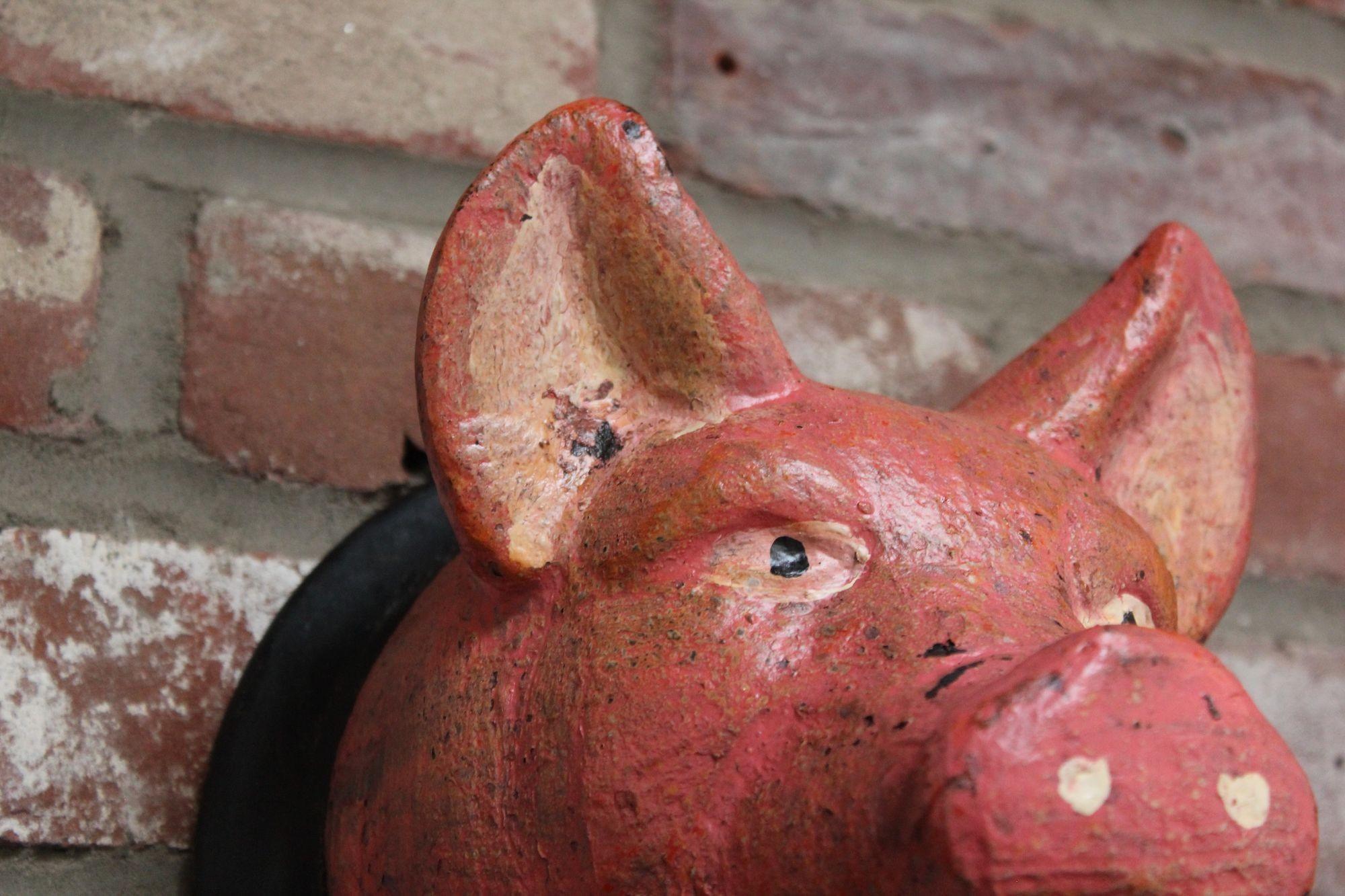 Vintage German Carved and Painted Black Forest Pig Mounted Wall Sculpture For Sale 4
