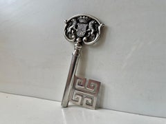 Vintage German Cellar Key Wine Bottle Opener in Silver Plate, 1950s