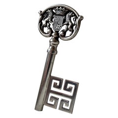 Vintage German Cellar Key Wine Bottle Opener in Silver Plate, 1950s