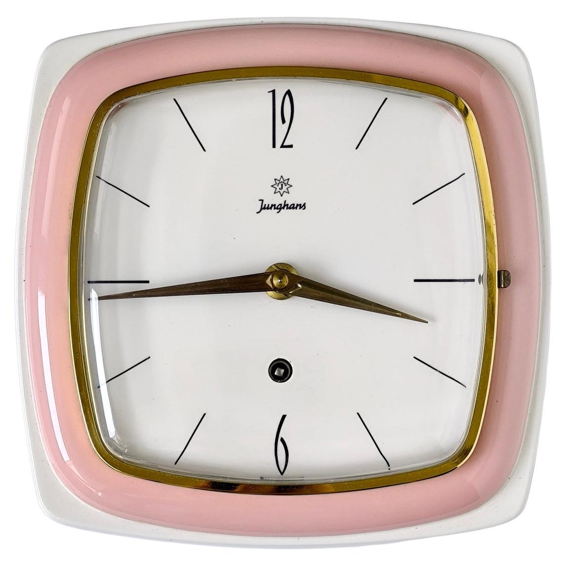 Vintage German Ceramic Rare Junghans Wall Clock