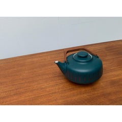 Vintage German Ceramic Teapot with Teak Handle