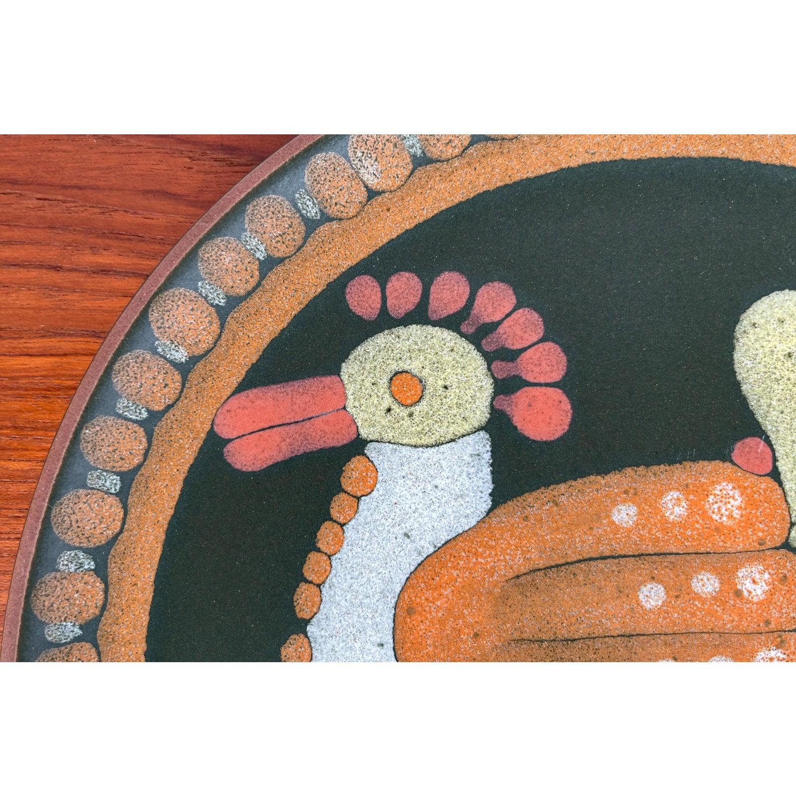 Vintage German Ceramic Wall Plate with Bird Design, 1970s In Excellent Condition For Sale In Hamburg, DE