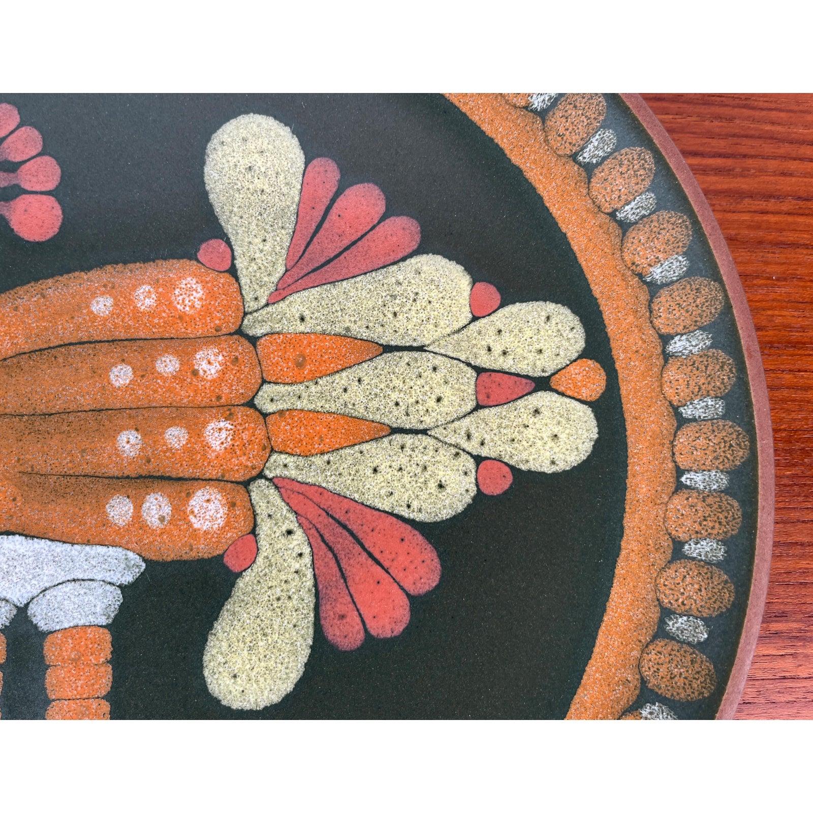 20th Century Vintage German Ceramic Wall Plate with Bird Design, 1970s For Sale