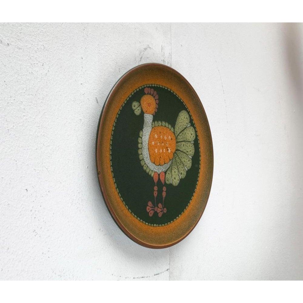 Alter deutscher Keramik-Wandteller mit Vogelmotiv, 1970er Jahre (Deutsch) im Angebot