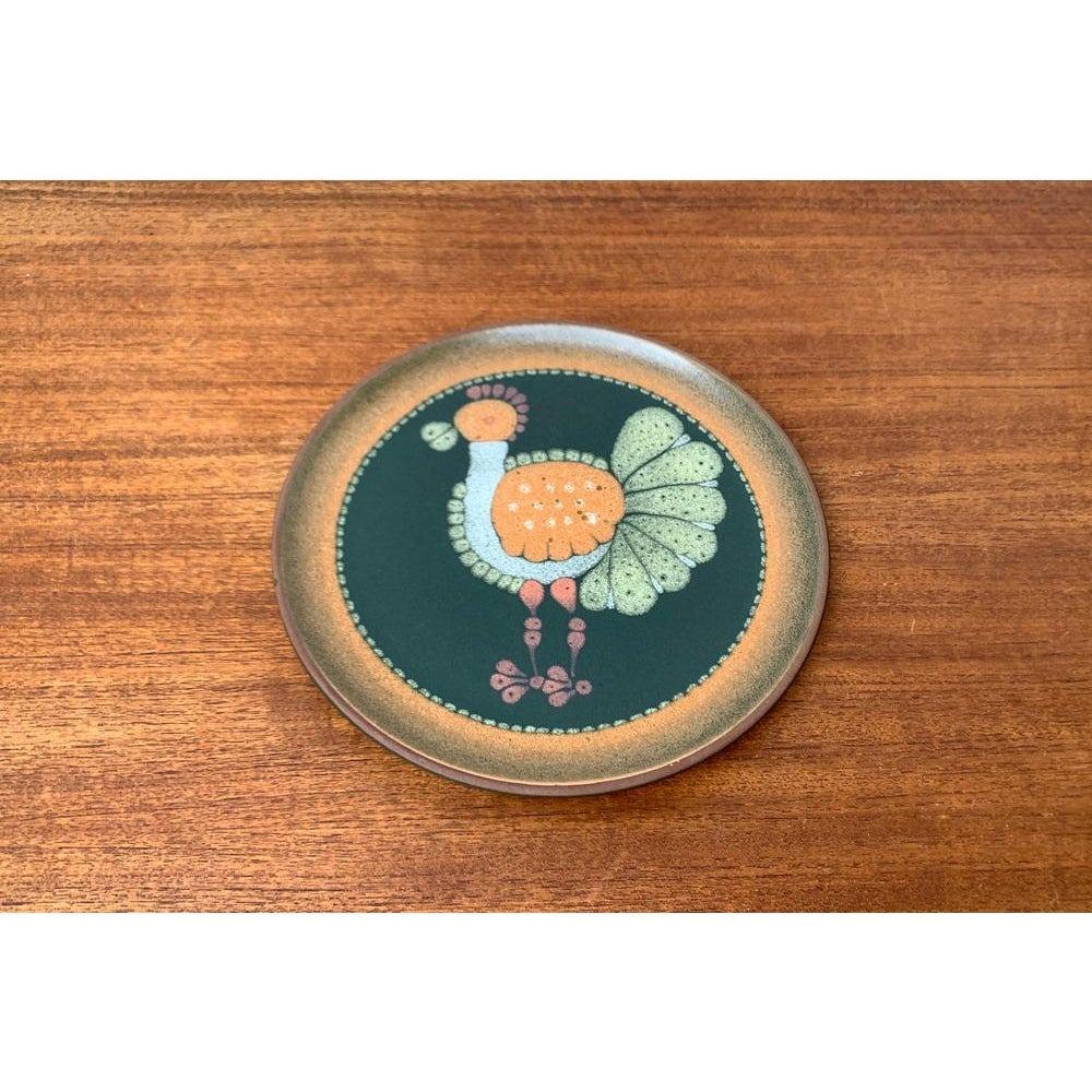 Alter deutscher Keramik-Wandteller mit Vogelmotiv, 1970er Jahre im Angebot 3