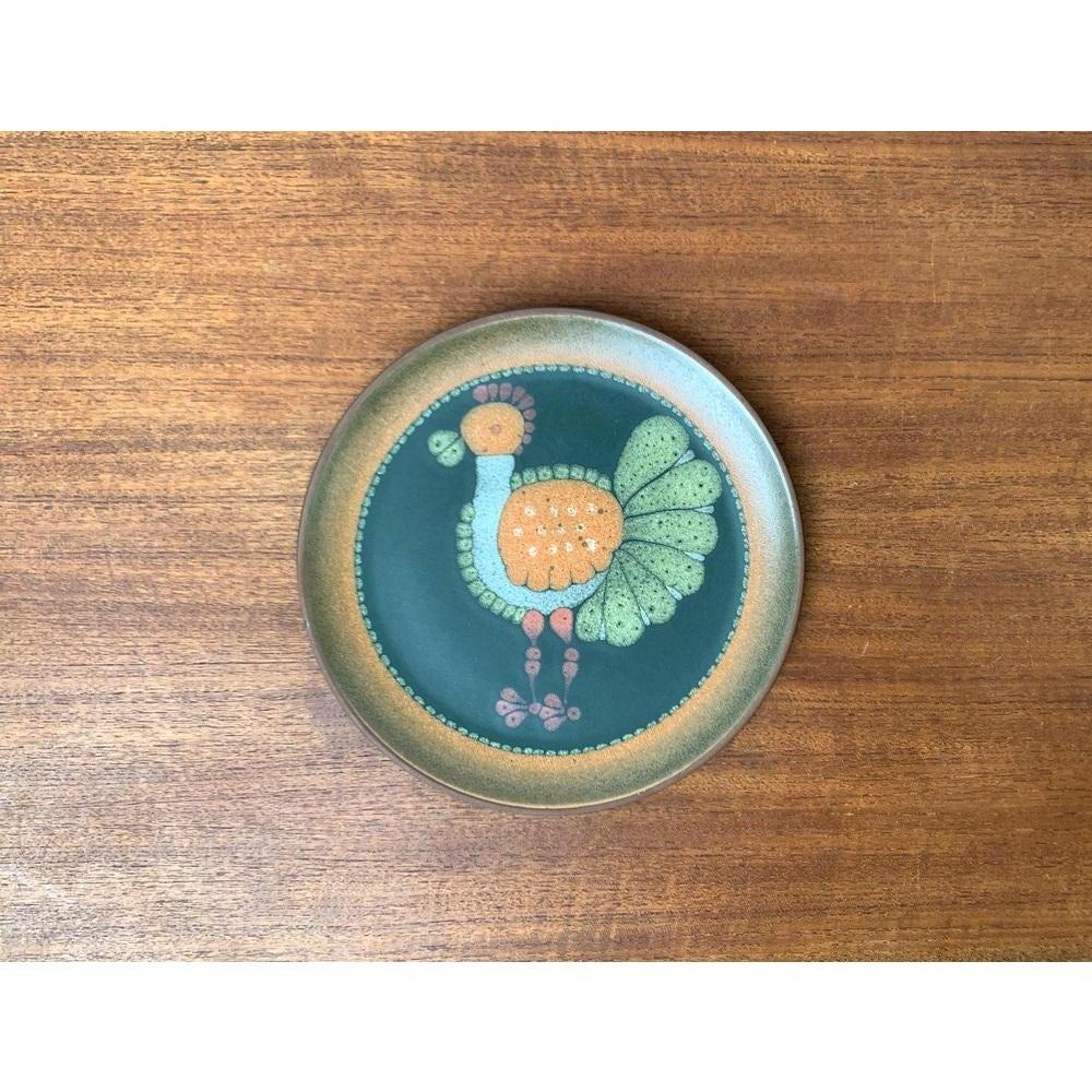 Alter deutscher Keramik-Wandteller mit Vogelmotiv, 1970er Jahre im Angebot 4