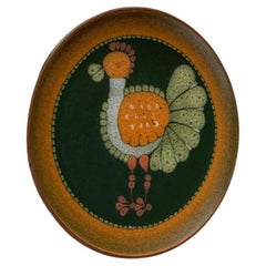 Piatto da parete in ceramica tedesca vintage con motivo di uccelli, anni '70