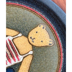 Vintage German Ceramic Wall Plate with Teddy Bear Design, 1970s