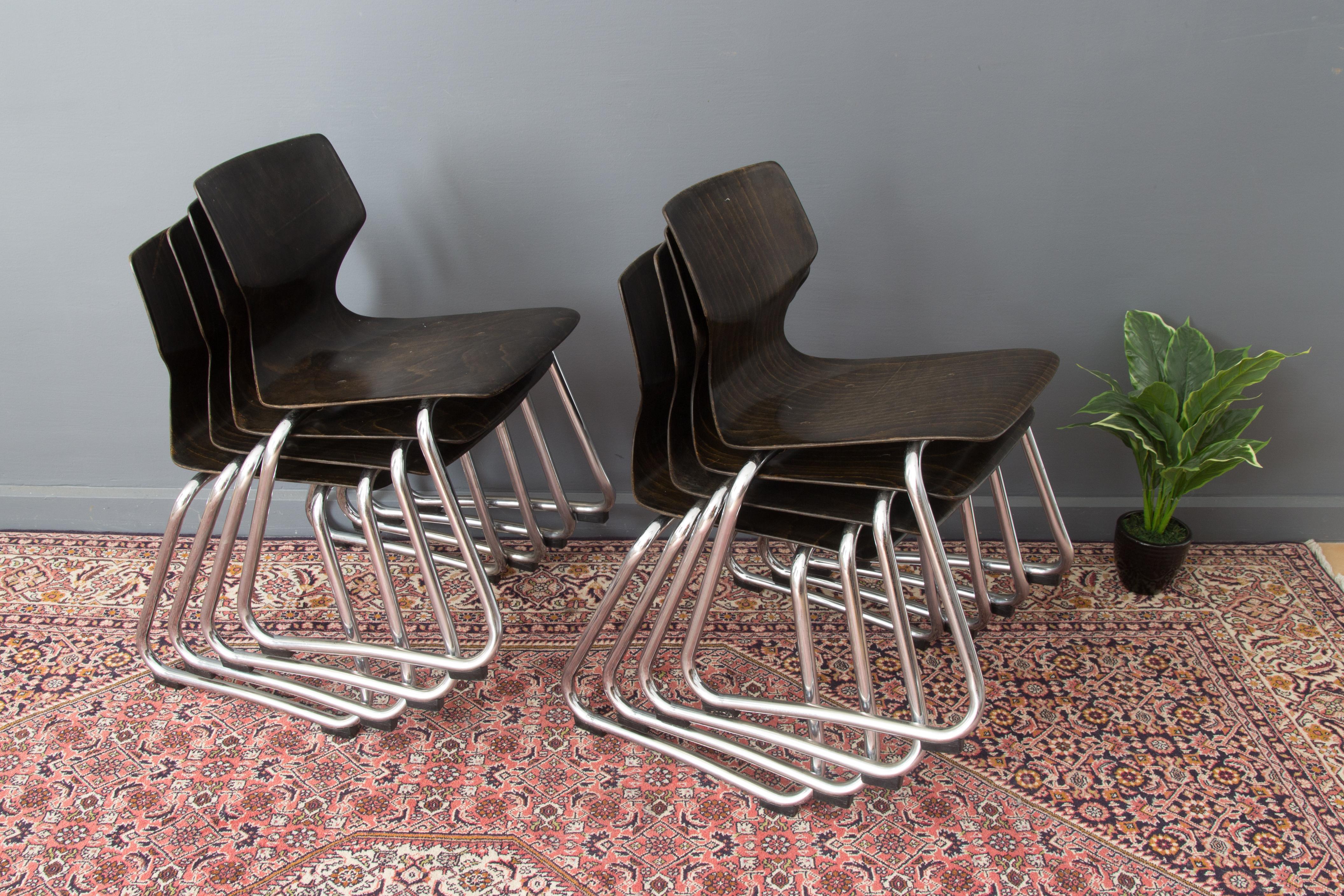 Chairs by Elmar Flötotto for Pagholz Flötotto, 1970s, Germany, Set of 8 5