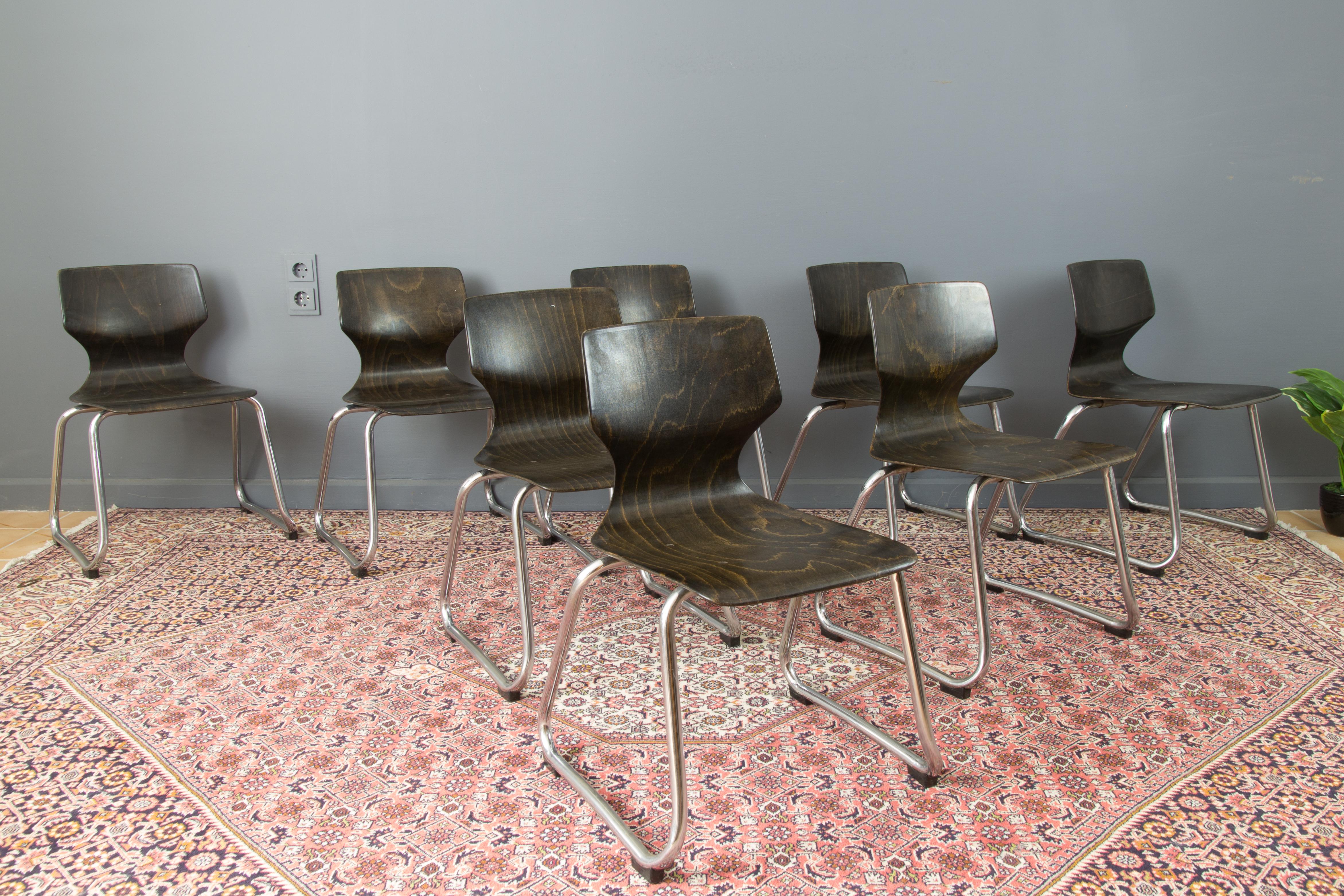 Mid-Century Modern Chairs by Elmar Flötotto for Pagholz Flötotto, 1970s, Germany, Set of 8 For Sale