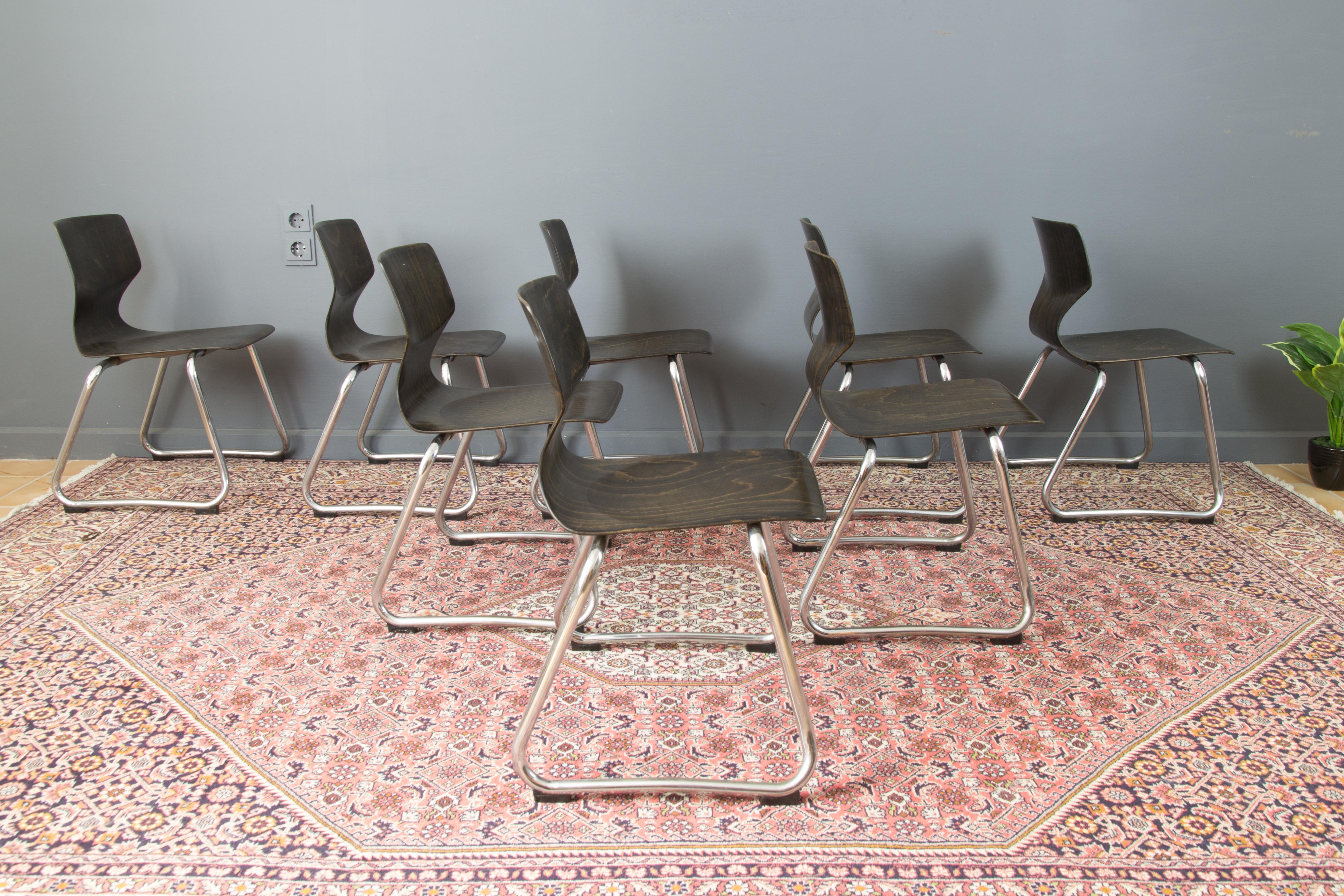 Chairs by Elmar Flötotto for Pagholz Flötotto, 1970s, Germany, Set of 8 In Good Condition For Sale In Barntrup, DE