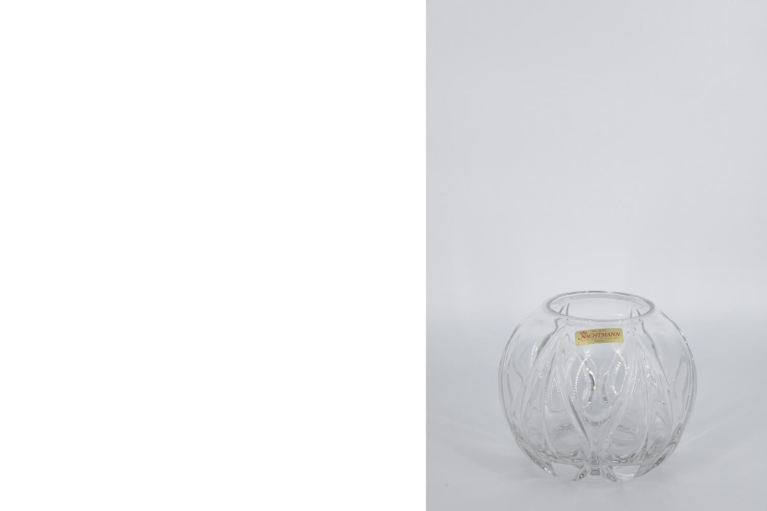 Mid-Century Modern Vase à boules en cristal transparent allemand d'origine, moderne et élégant, années 1960 en vente
