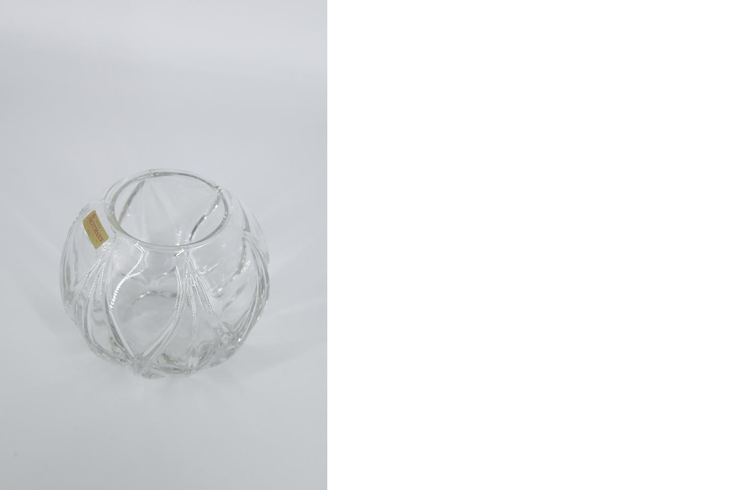 Mid-Century Modern Vintage Midcentury Modern Original Elegant German Clear Crystal Ball Vase, 1960s For Sale