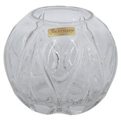 Vintage Midcentury Modern Original Elegant German Clear Crystal Ball Vase, 1960s